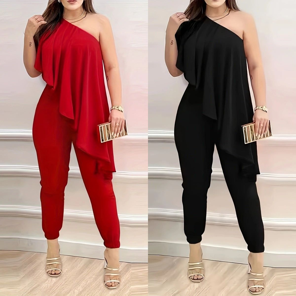 Asymmetric Sleeveless Jumpsuit