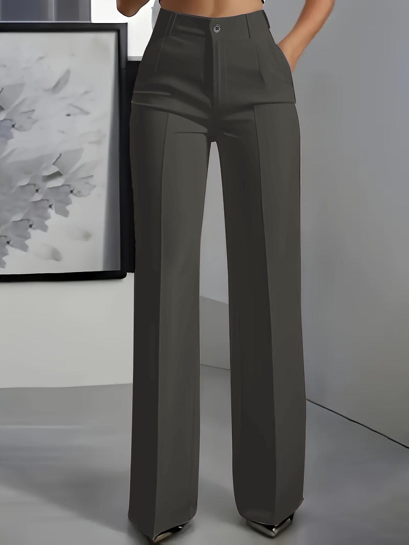 Sleek High-Waist Straight Trousers