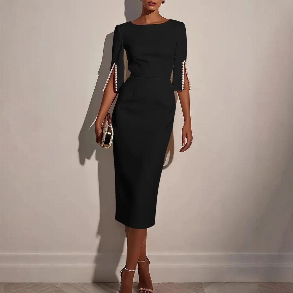 Elegant Beaded Slim Fit Midi