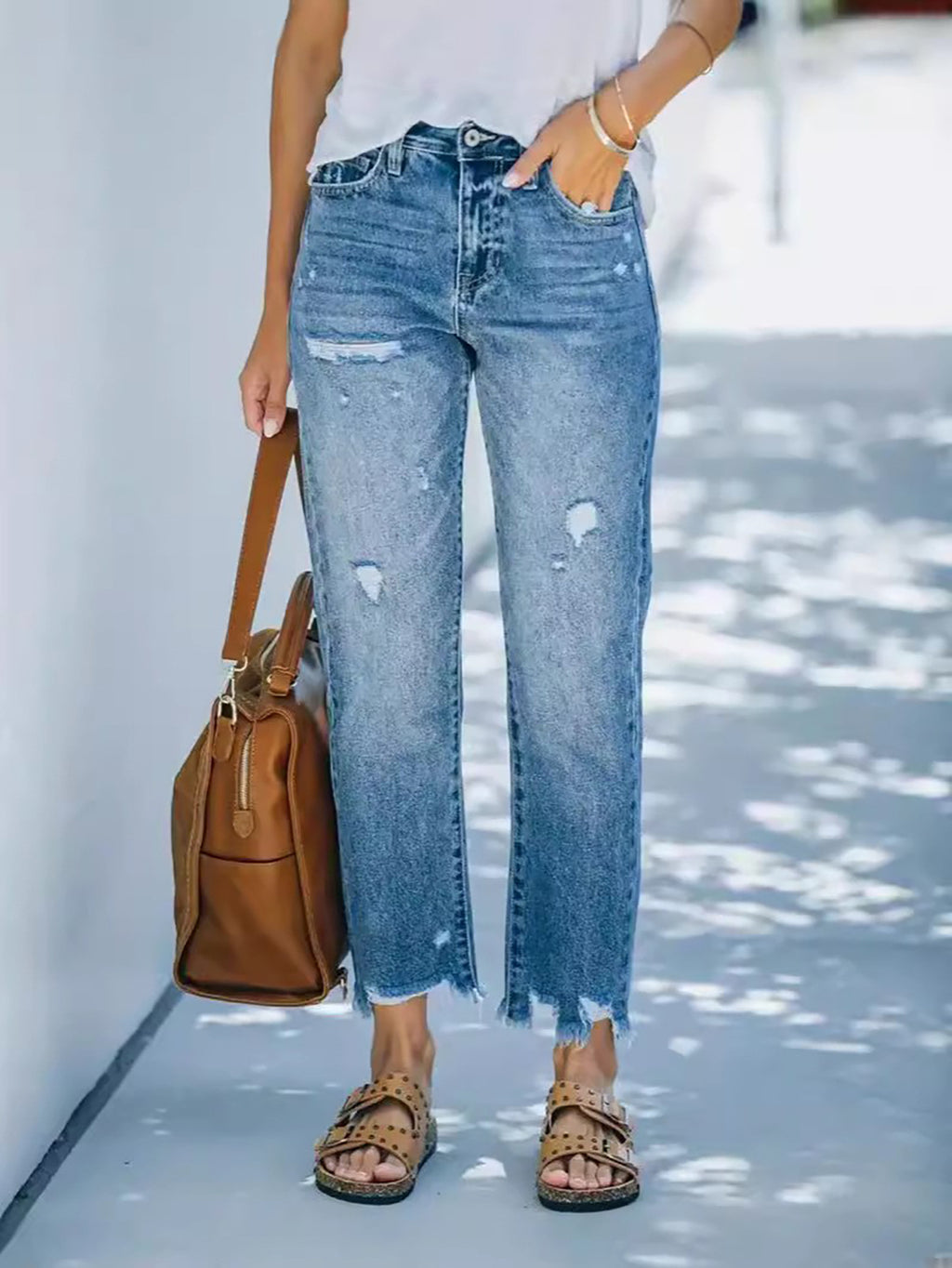 Straight-leg Capri Jeans