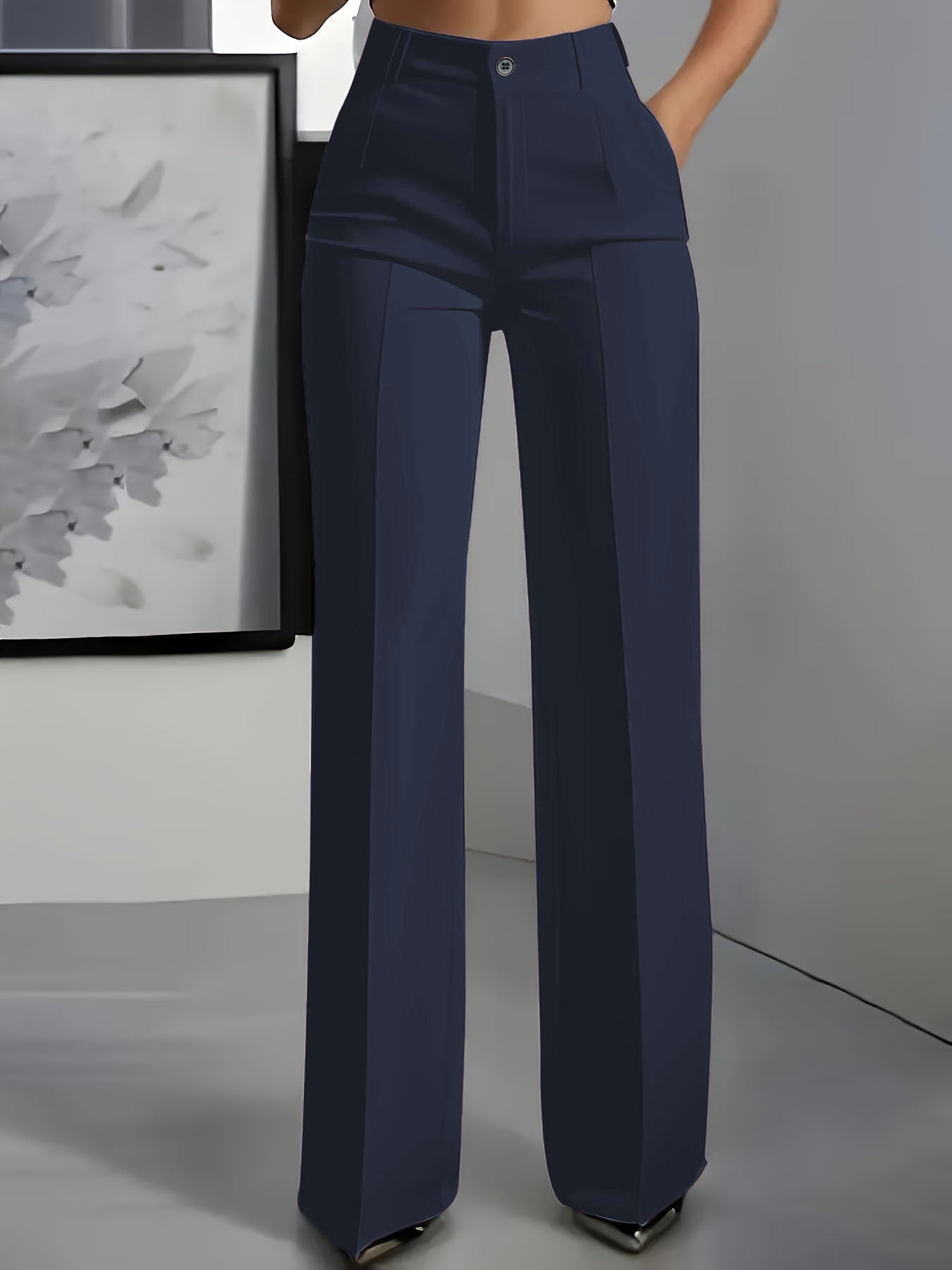 Sleek High-Waist Straight Trousers
