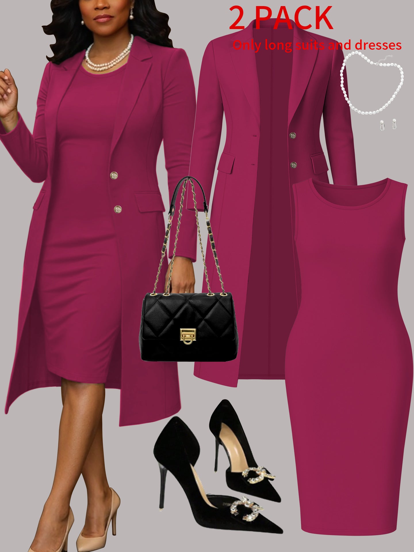 Long Sleeve Suit & Sleeveless Set
