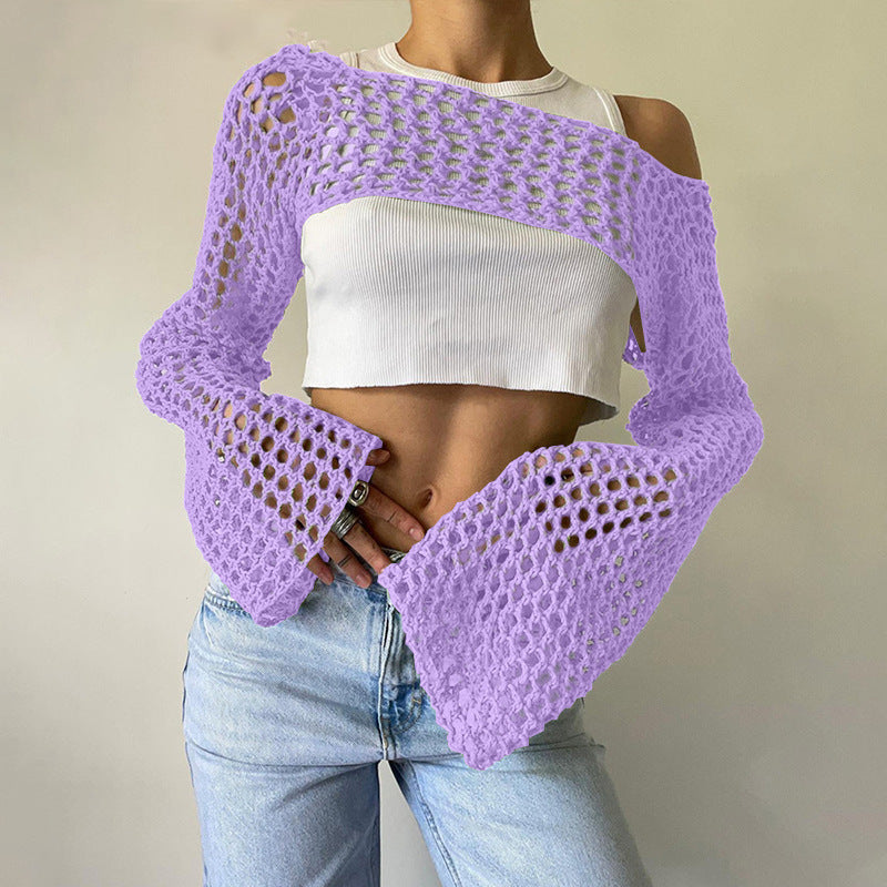 Hand-Knitted Bell Sleeve Sweater
