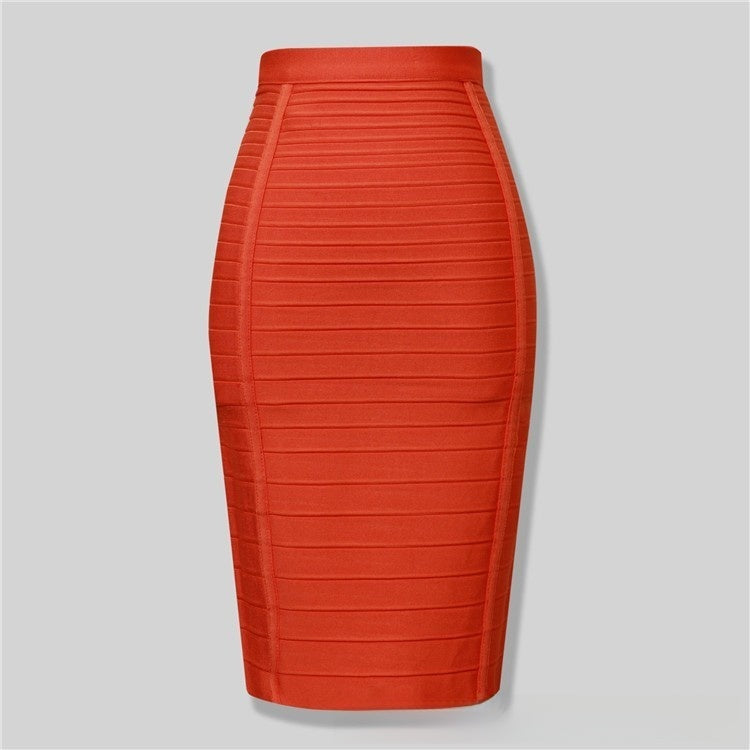 Fitted Striped Midi Skirt