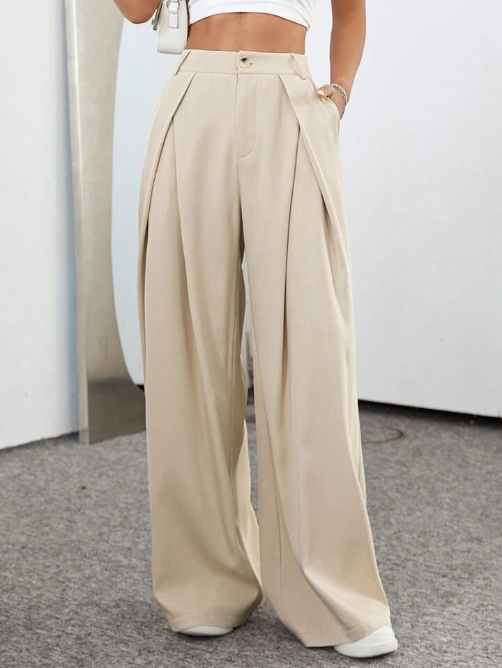 Women's High-Waisted Wide-Leg Casual Trousers