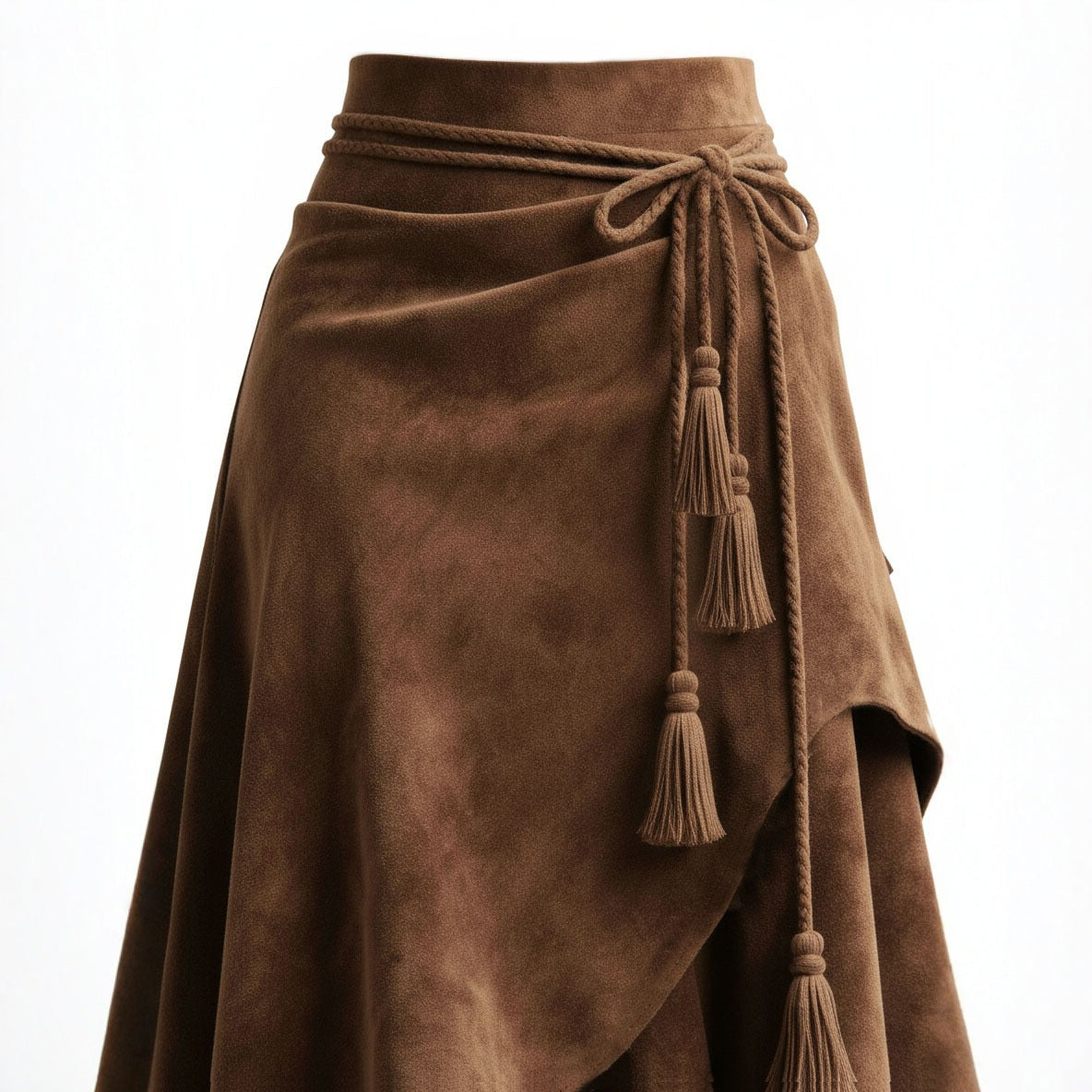 Retro Suede Flared Skirt