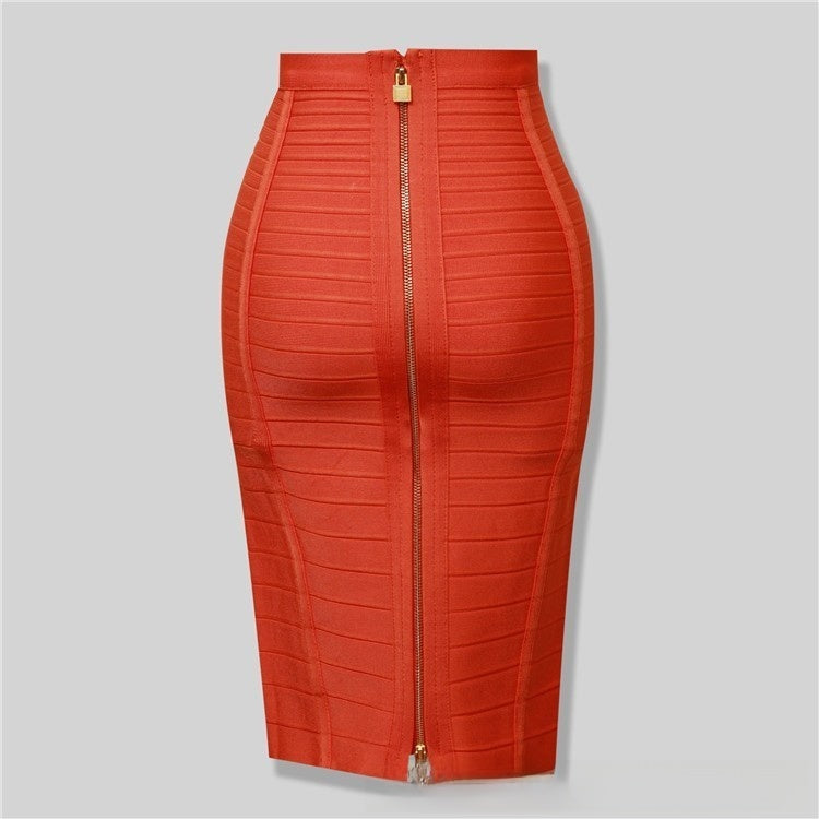 Fitted Striped Midi Skirt