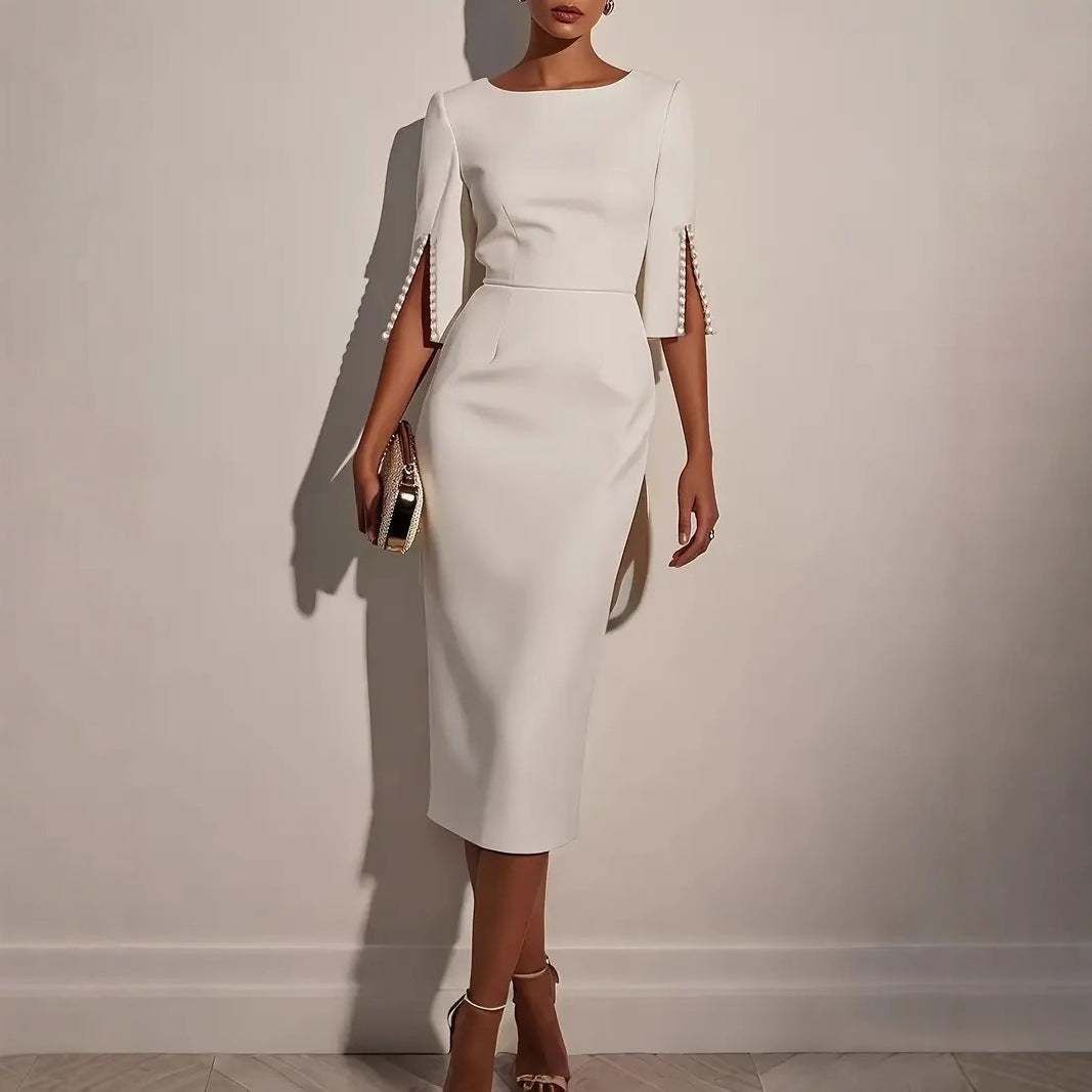 Elegant Beaded Slim Fit Midi