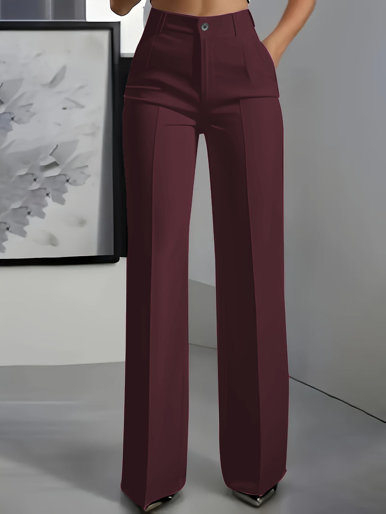 Sleek High-Waist Straight Trousers