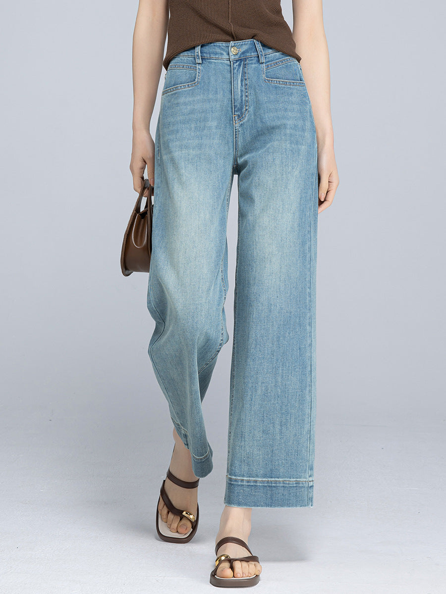 Tencel Hemp Straight Leg Cropped Pants