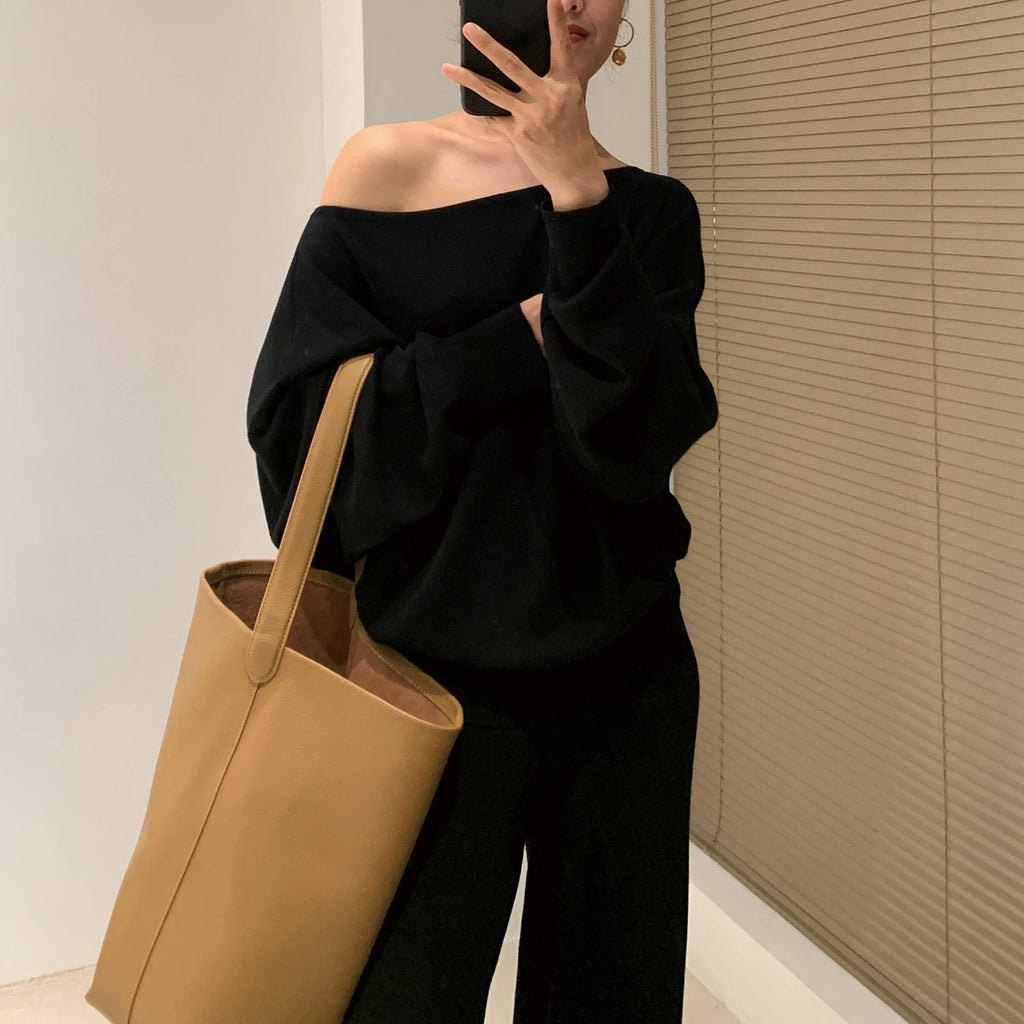 Knit Off-Shoulder Two-Piece Lounge Set