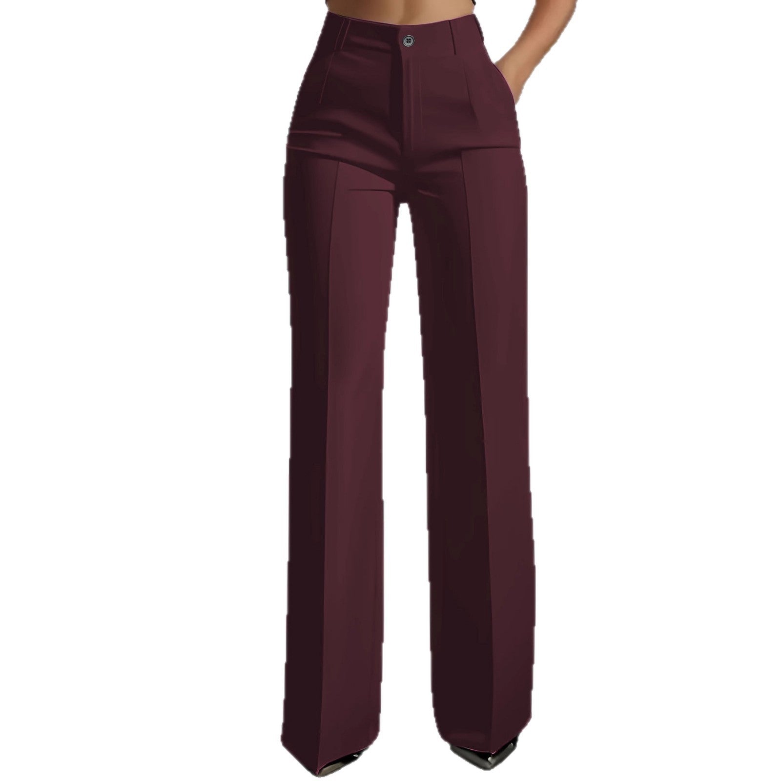 High-Waisted Straight-Leg Simple Suit Trousers