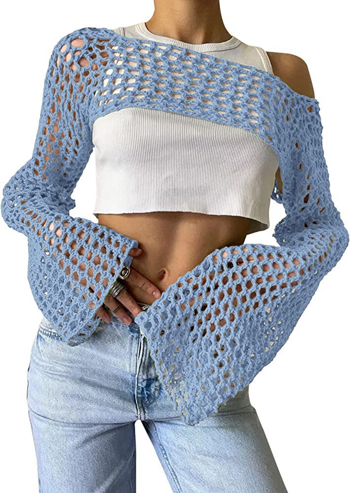 Hand-Knitted Bell Sleeve Sweater