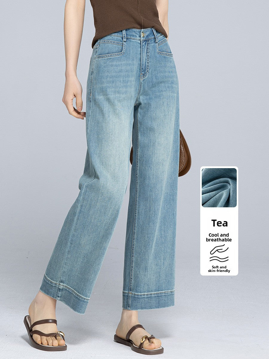 Tencel Hemp Straight Leg Cropped Pants