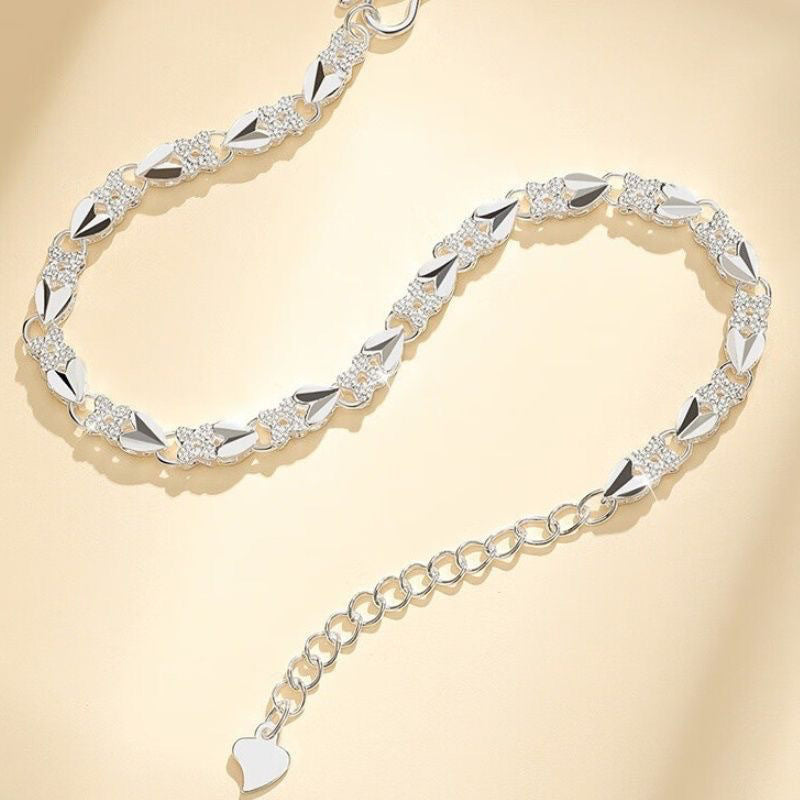 Silver Four-Leaf Clover Charm Bracelet