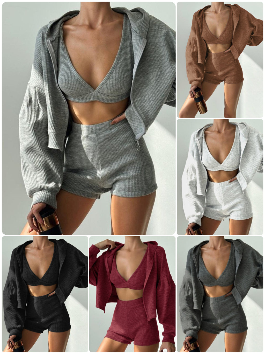 Zipper Hooded Tracksuit Set