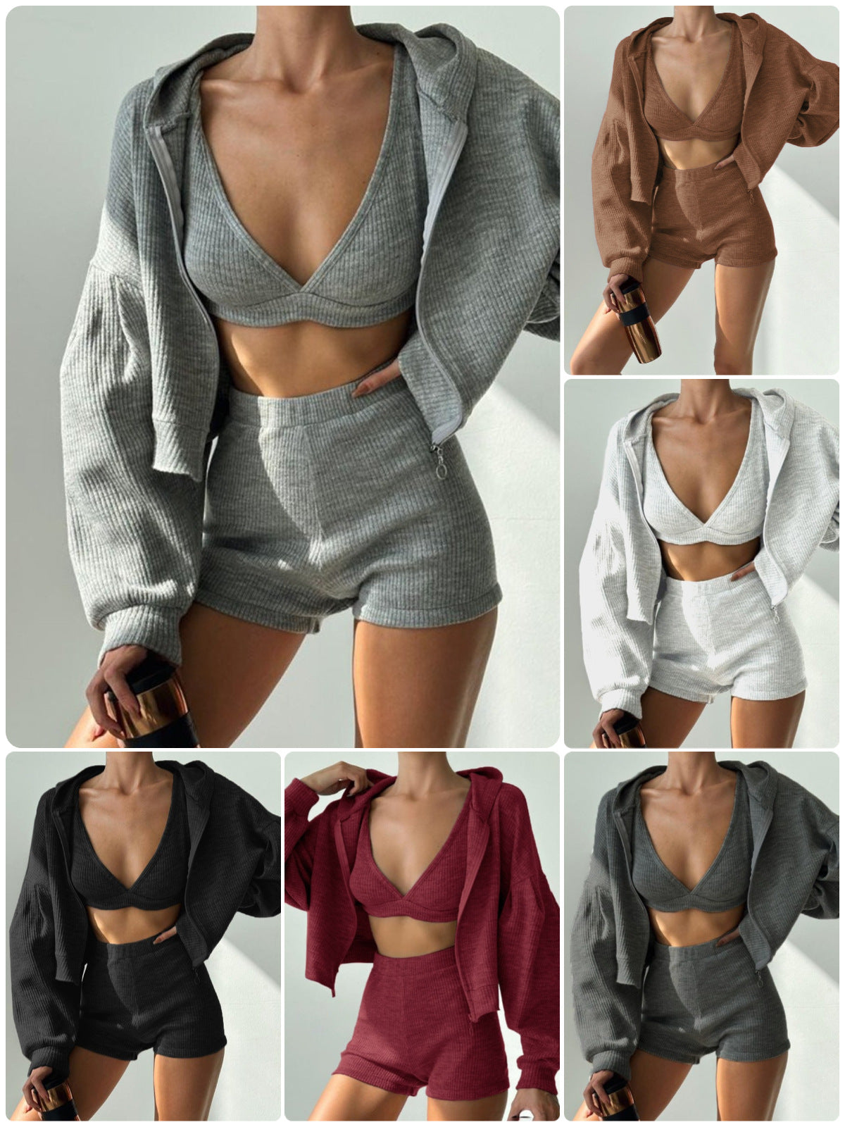 Zipper Hooded Tracksuit Set