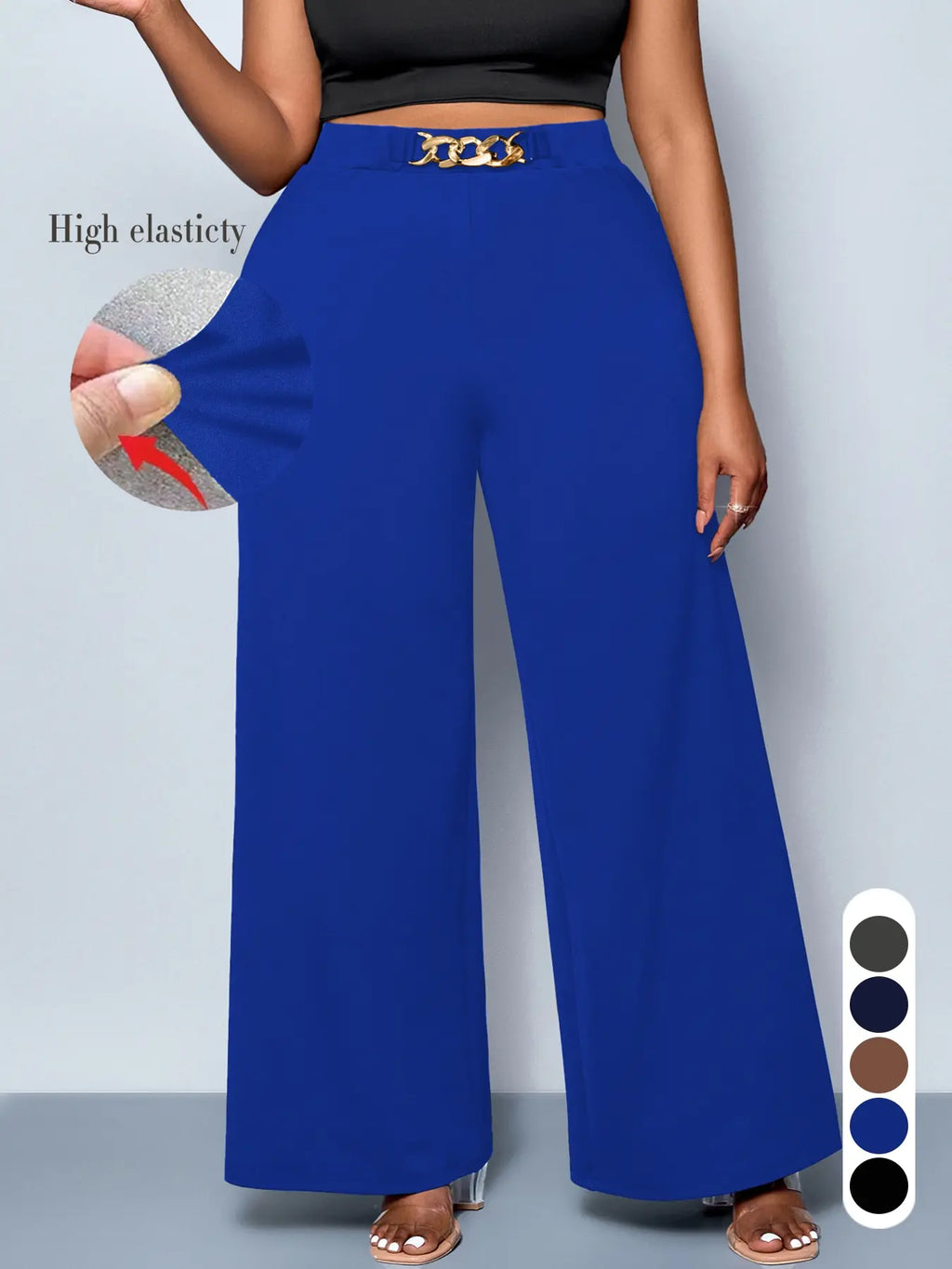 Elevate Your Wardrobe with Women's Plus Size Casual Wide Leg Pants - Comfortable Fitted Knit for All Seasons