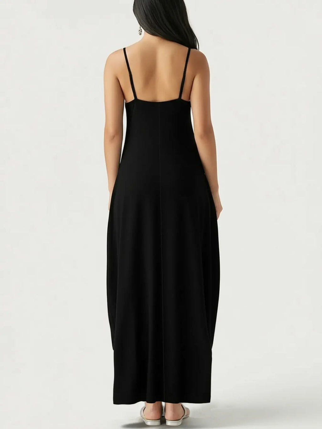 Chic Women's Long Leopard Print Coffee Dress - Comfortable Round Neck Sleeveless Pocket Sleepwear for All Seasons