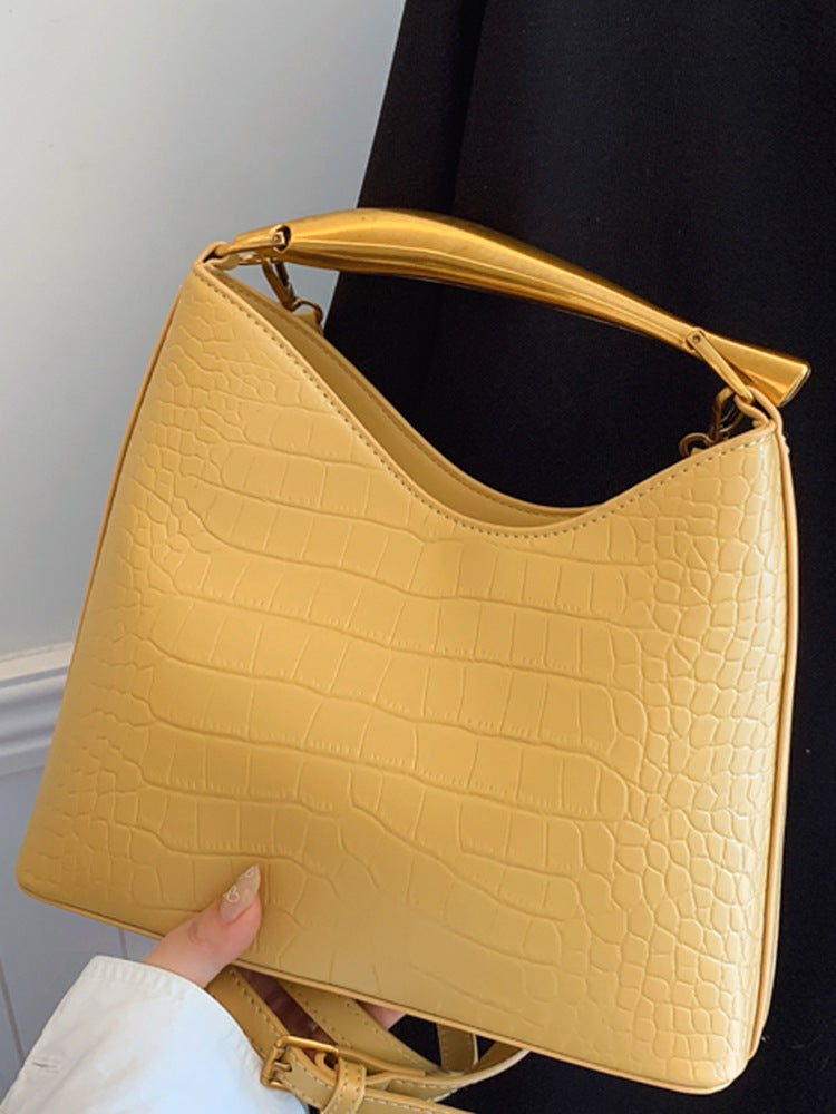 Textured Crocodile Pattern Bucket Bag