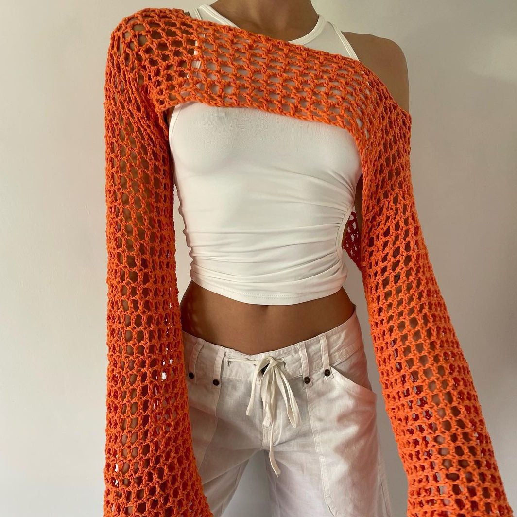 Hand-Knitted Bell Sleeve Sweater
