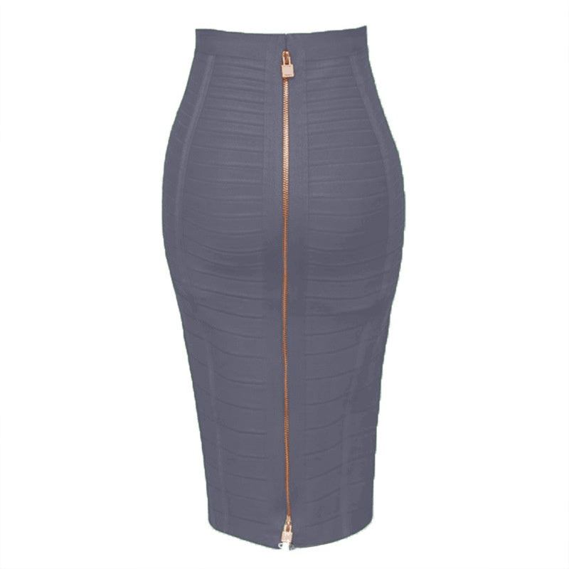 Fitted Striped Midi Skirt