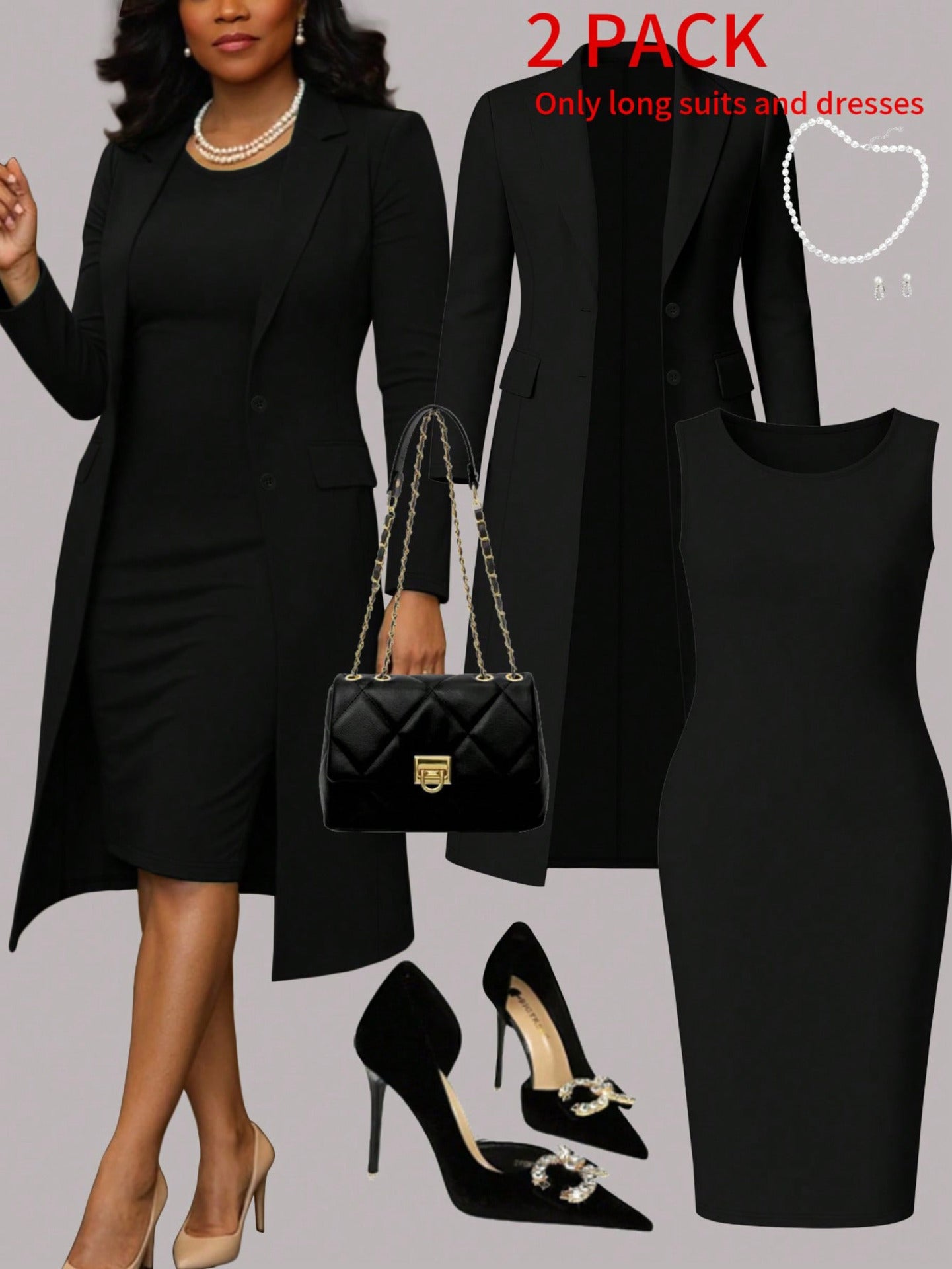 Long Sleeve Suit & Sleeveless Set