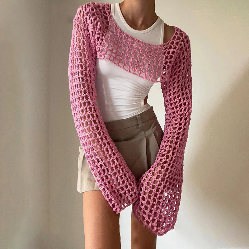Hand-Knitted Bell Sleeve Sweater