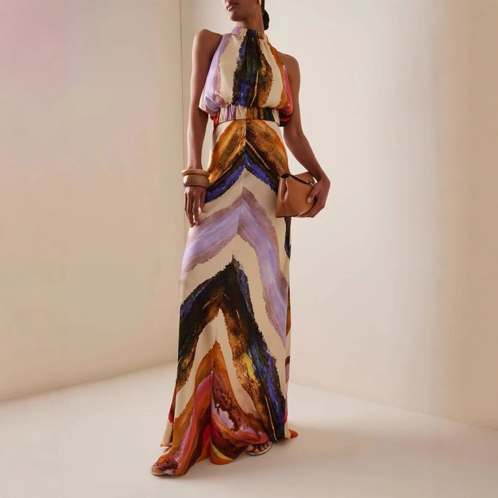 Sleeveless Printed Long Dress