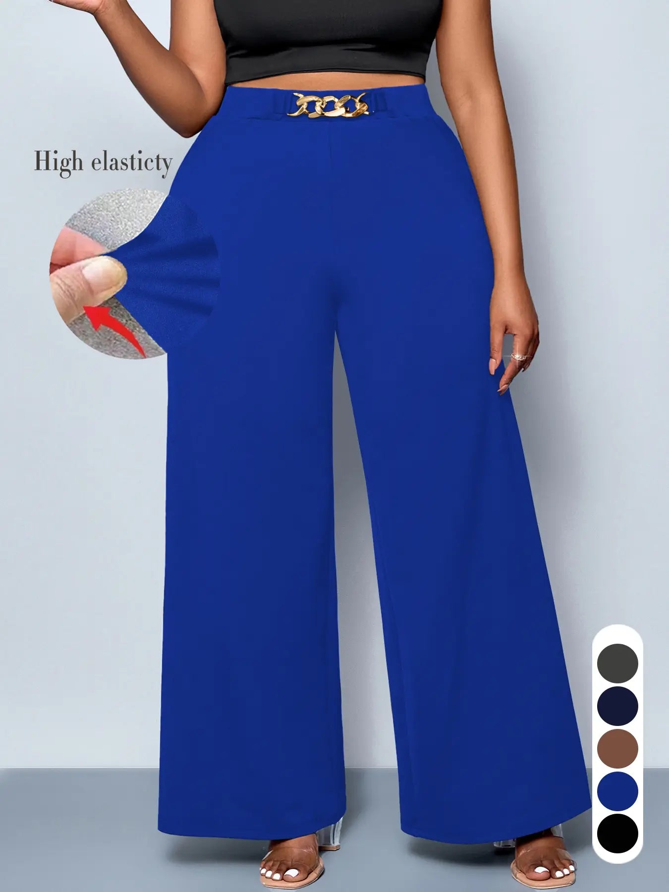 Elevate Your Wardrobe with Women's Plus Size Casual Wide Leg Pants - Comfortable Fitted Knit for All Seasons