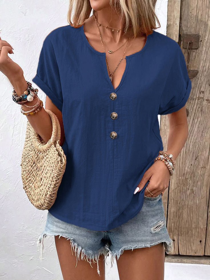 V-Neck Bat Sleeve T-Shirt