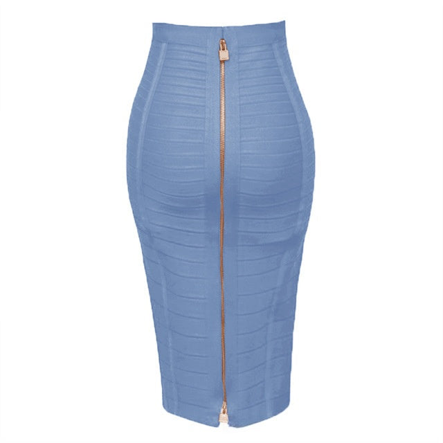 Fitted Striped Midi Skirt