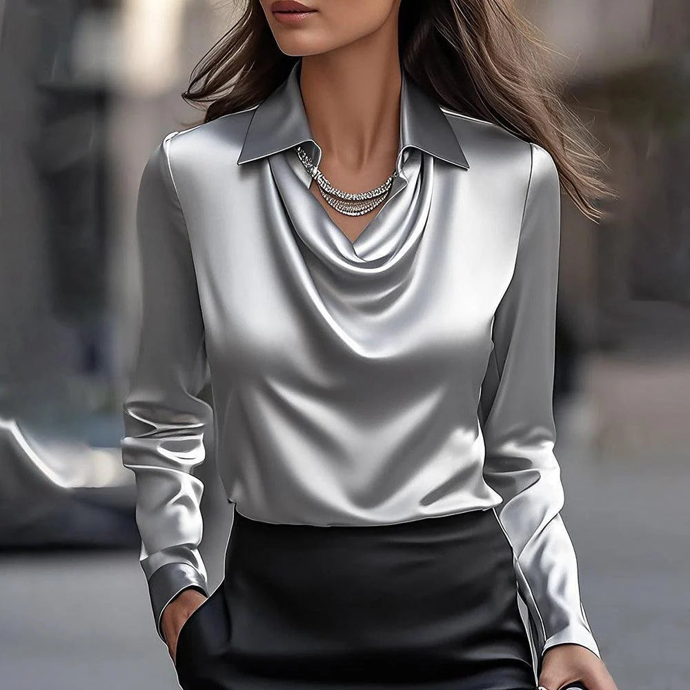 Long Sleeve Satin Blouse