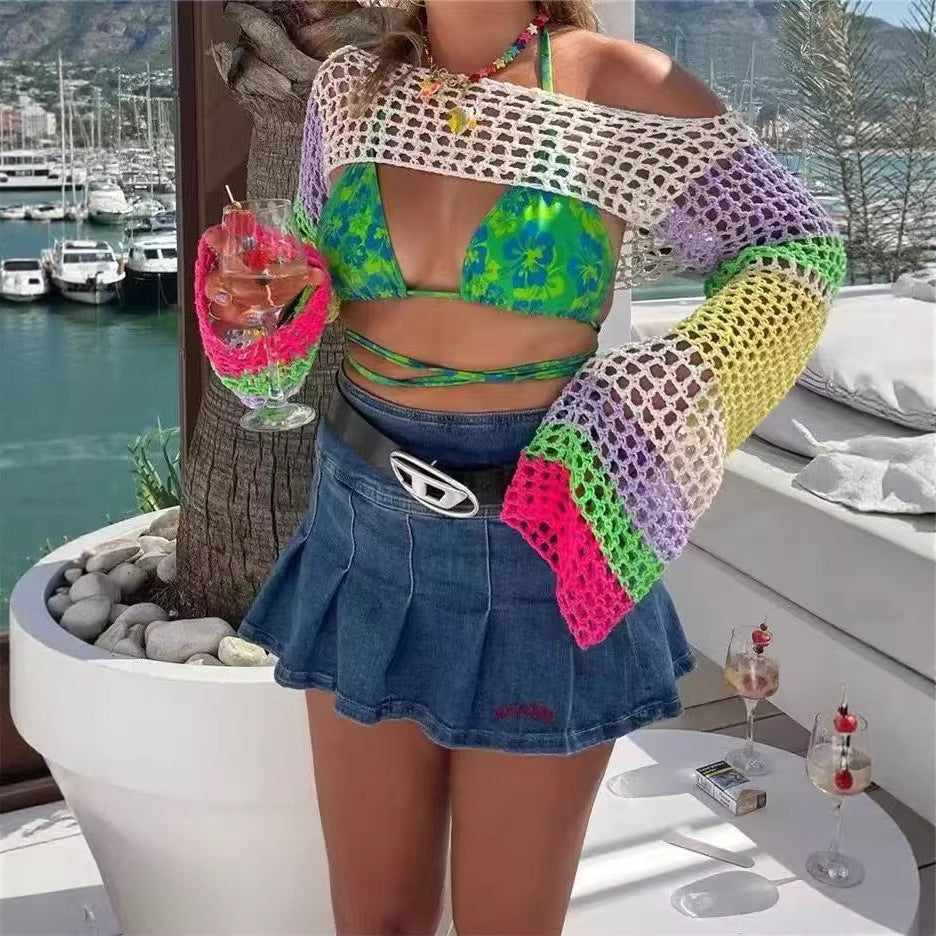 Hand-Knitted Bell Sleeve Sweater