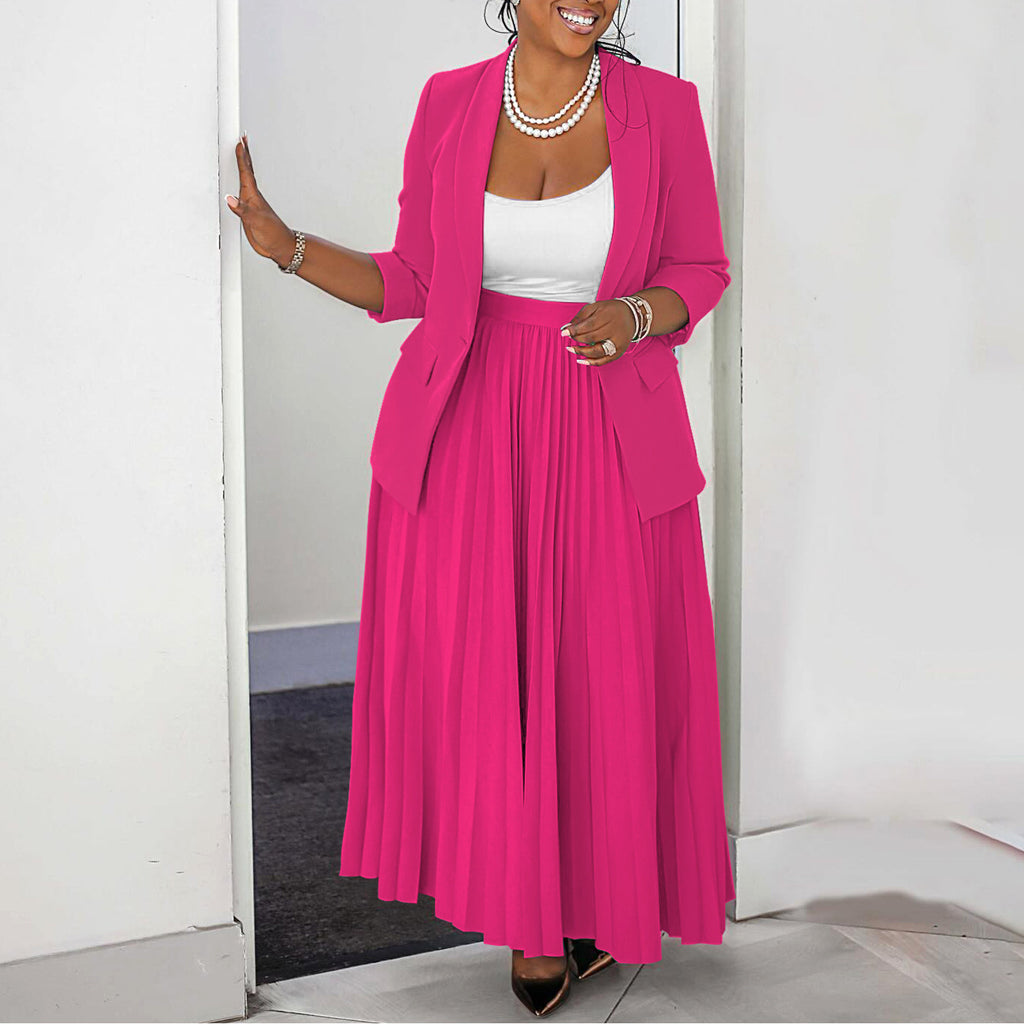 Elegant Pleated Skirt Suit Set