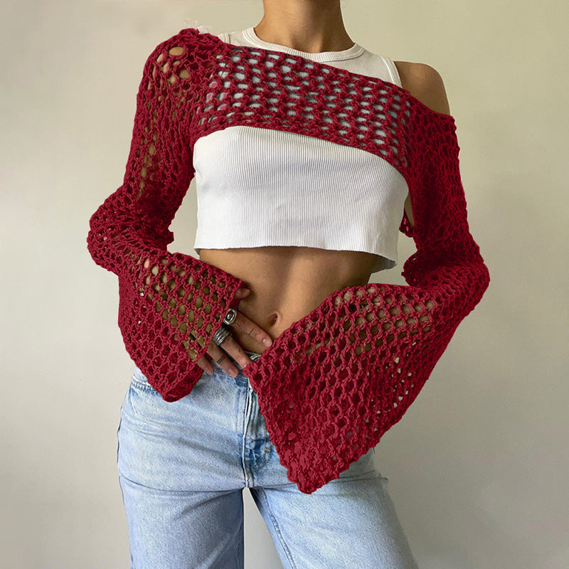 Hand-Knitted Bell Sleeve Sweater