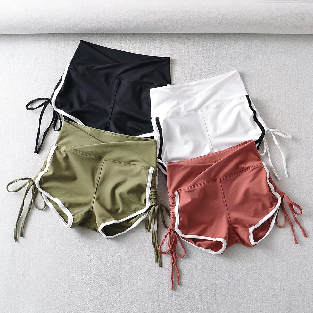 Contrast Trim High Waist Drawstring Shorts