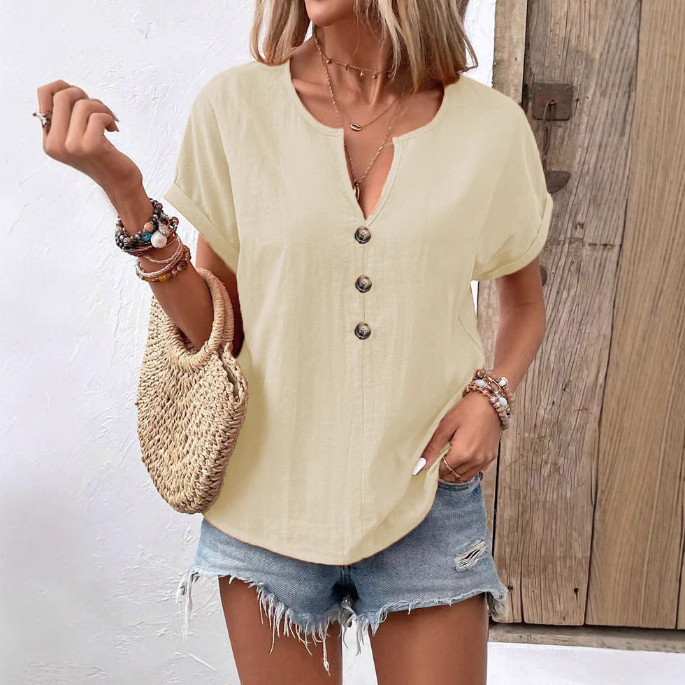 V-Neck Bat Sleeve T-Shirt