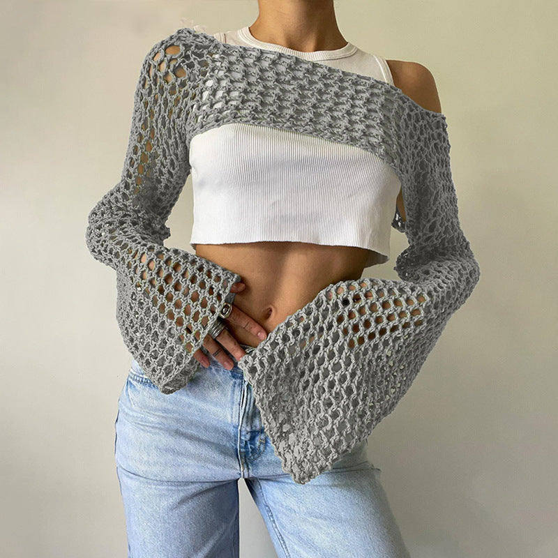 Hand-Knitted Bell Sleeve Sweater