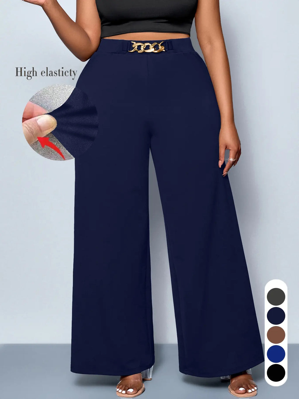 Elevate Your Wardrobe with Women's Plus Size Casual Wide Leg Pants - Comfortable Fitted Knit for All Seasons