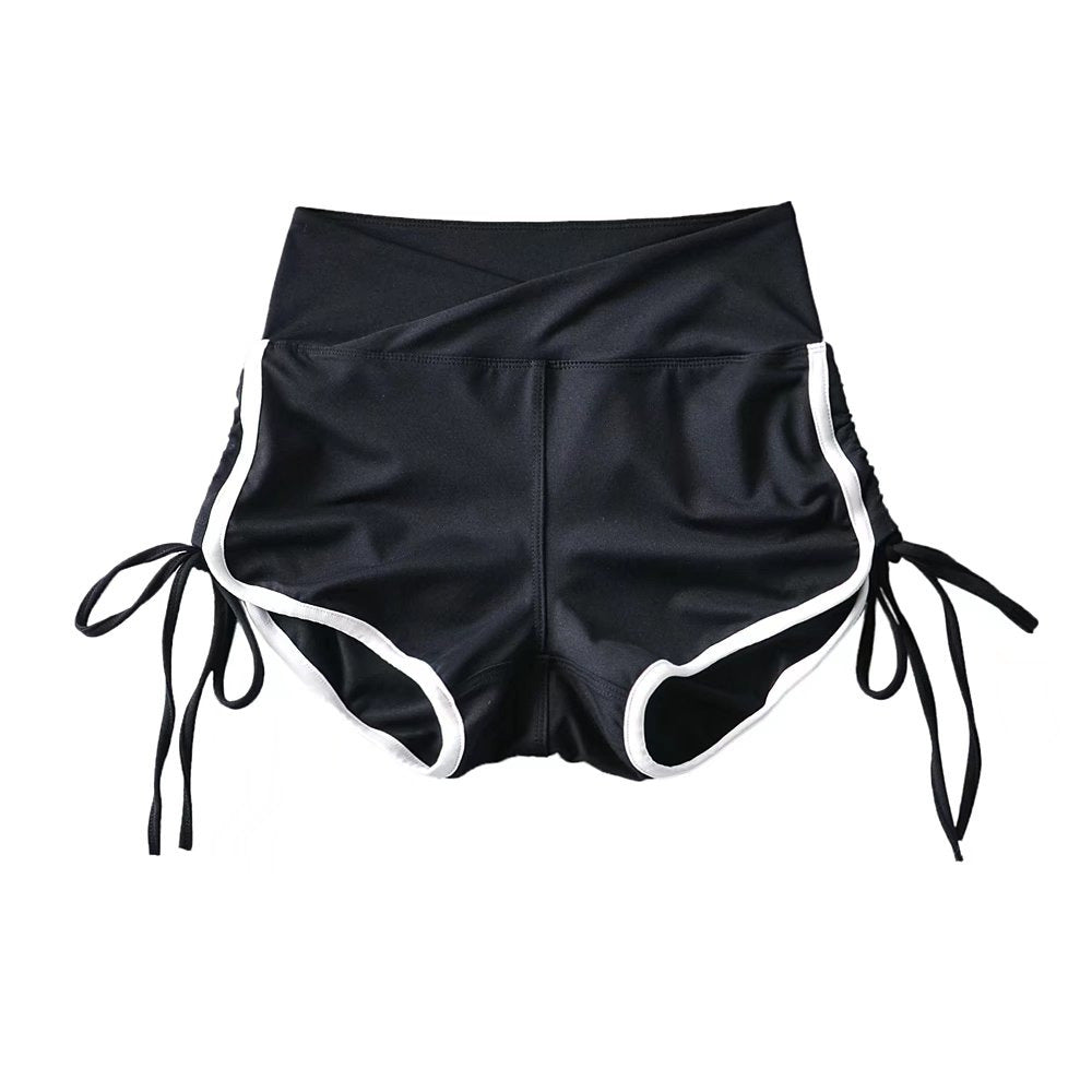 Contrast Trim High Waist Drawstring Shorts
