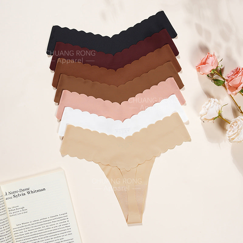 Wavy Edge V-Shaped Low-Waist Thong