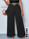 Elevate Your Wardrobe with Women's Plus Size Casual Wide Leg Pants - Comfortable Fitted Knit for All Seasons