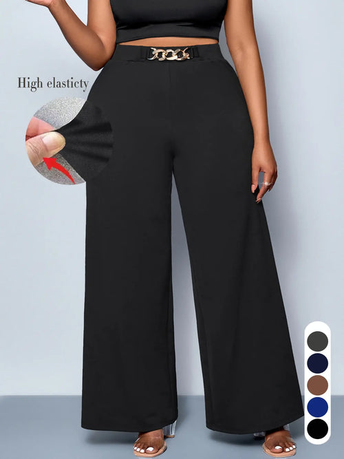 Elevate Your Wardrobe with Women's Plus Size Casual Wide Leg Pants - Comfortable Fitted Knit for All Seasons
