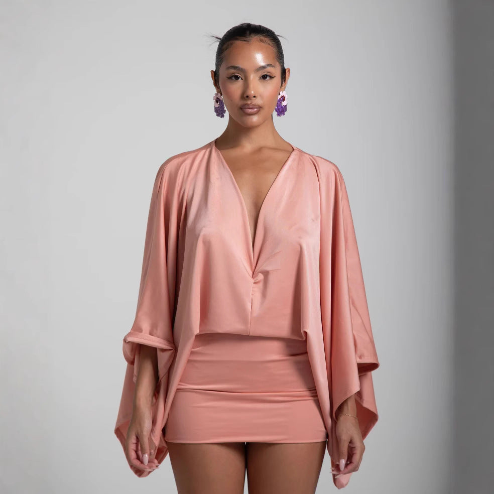 V-Neck A-Line Mini Dress