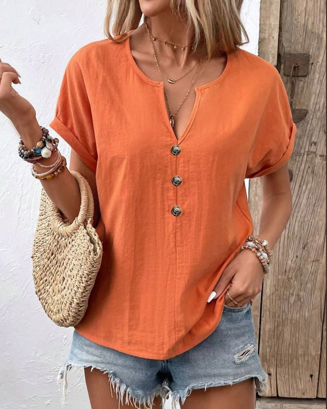 V-Neck Bat Sleeve T-Shirt