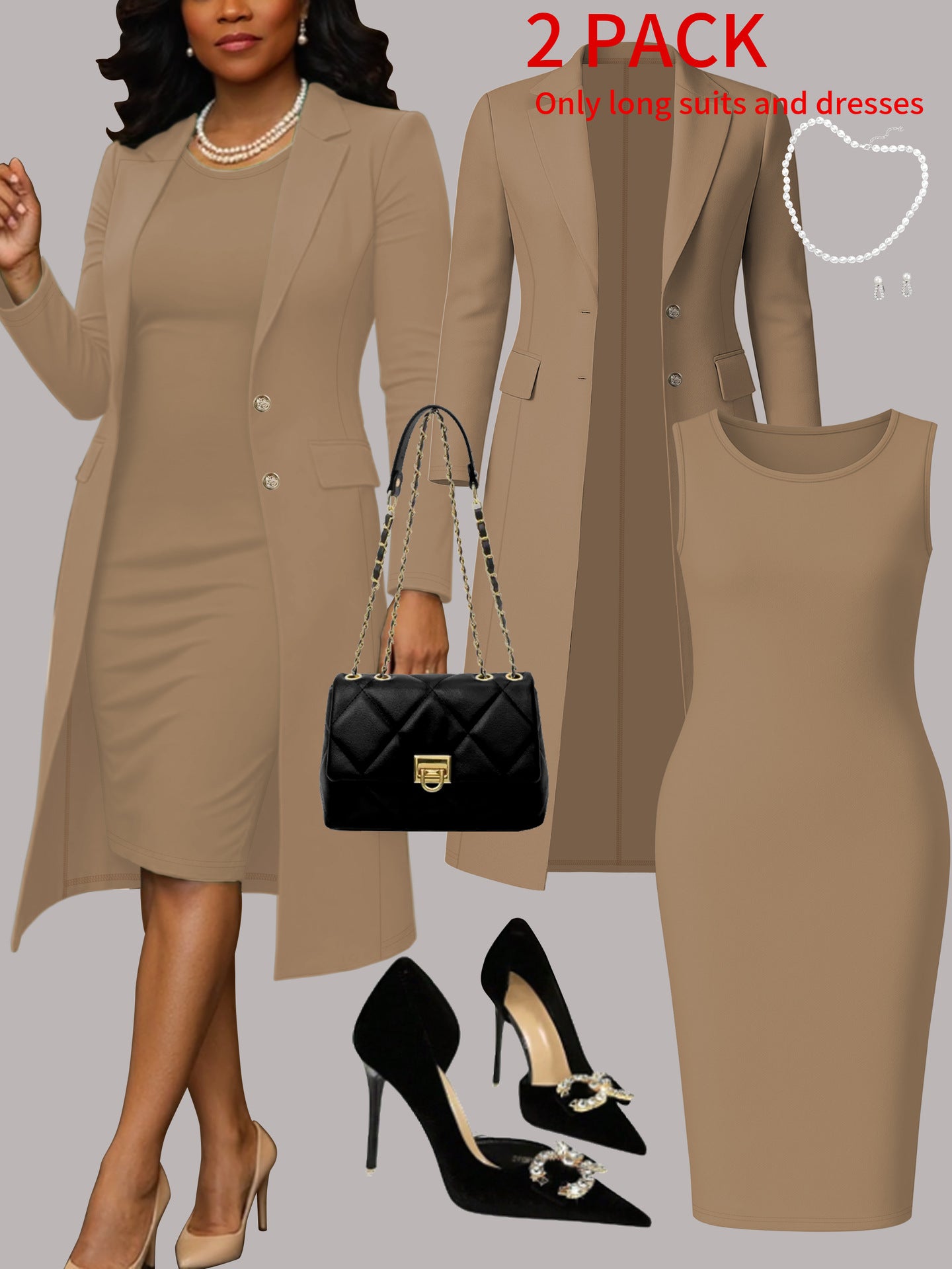 Long Sleeve Suit & Sleeveless Set