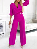 Casual V-Neck Two-Button Pants Suit