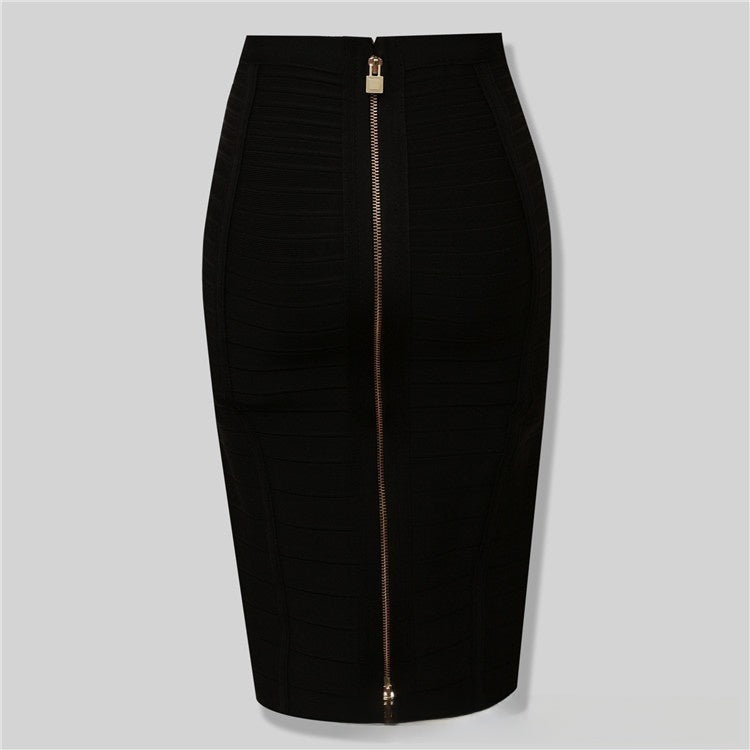 Fitted Striped Midi Skirt
