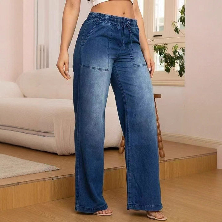 Lace up Straight Leg Jeans